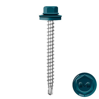 Саморез кровельный DAXMER по дереву RAL5020 Синий Океан 4,8 50мм