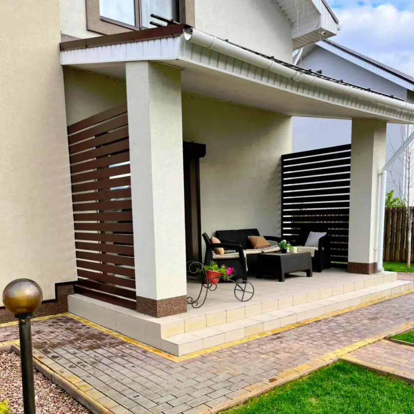 Фото 3 веранда из металлопланкена 8017 Шоколад