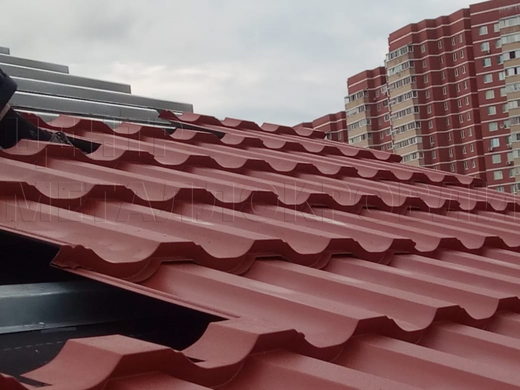 Металлочерепица Геркулес 8004 терракотовый Стальной Бархат от Центра Металлокровли в Липецке