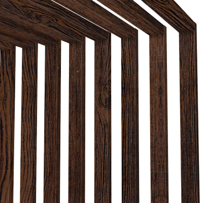 Декоративная рейка 60мм на 37мм под дерево Темный Каштан 3D Принтек на стенах и потолке в сборе