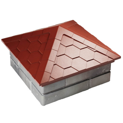 Колпак на столб забора EVEREST Красный 1,5х1,5 кирпича Черепица размер под посадку 390х390мм фото 3