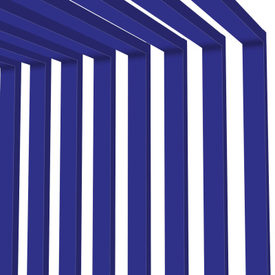 Декоративные рейки металлические RAL5002 Синий Ультрамарин на стенах и потолке в сборе